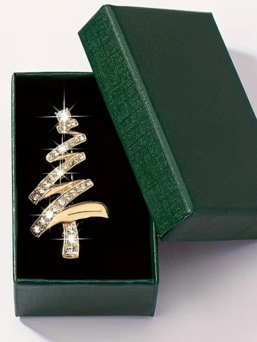 Gold Crystal Christmas Tree Brooch - Women Jewelry new in box